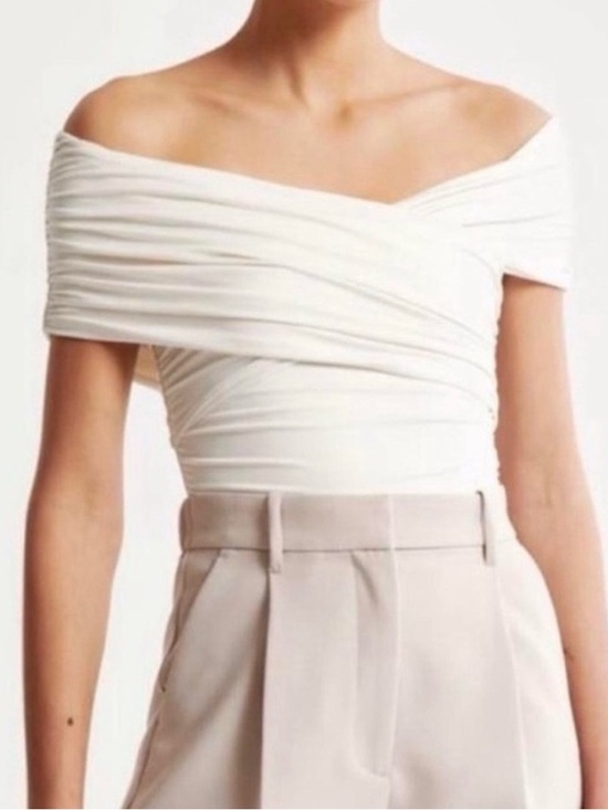 Abercrombie & Fitch Tops - Abercrombie & Fitch White Off-the-Shoulder Wrap Body Suit